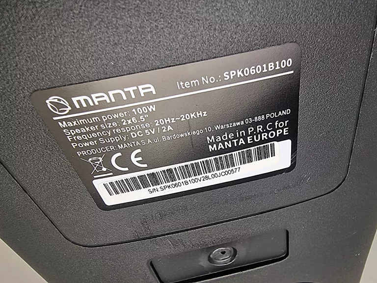GŁOŚNIK BT MANTA ARGOS SPK0601B100