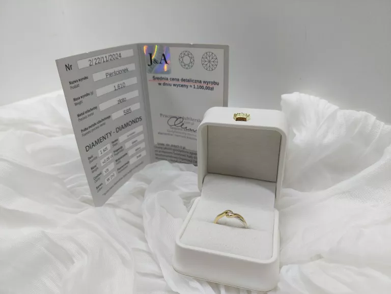 ZŁOTY PIERŚCIONEK PR.585 1,61G R.12 BRYLANT 0,05CT
