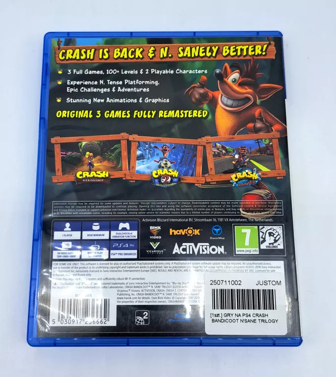 GRY NA PS4 CRASH BANDICOOT N'SANE TRILOGY