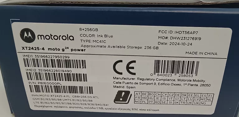 TELEFON MOTOROLA G24 POWER 8/256GB PUDEŁKO