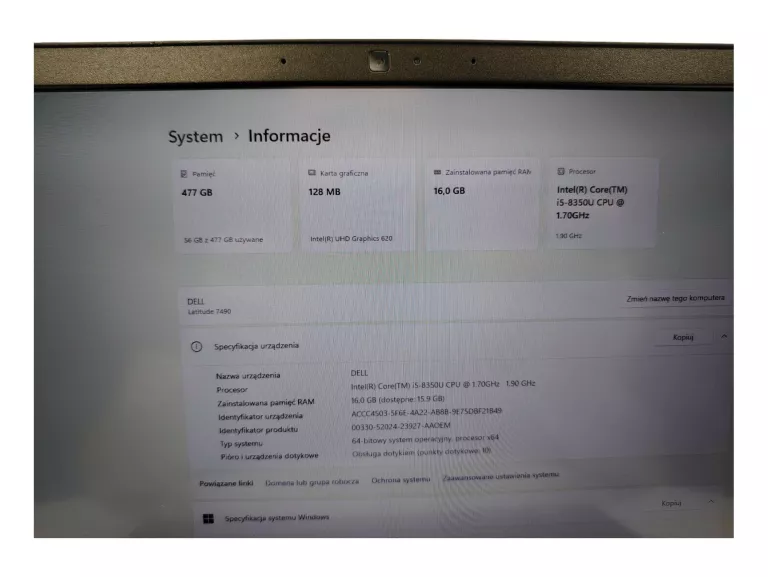 LAPTOP DELL LATITUDE 7490