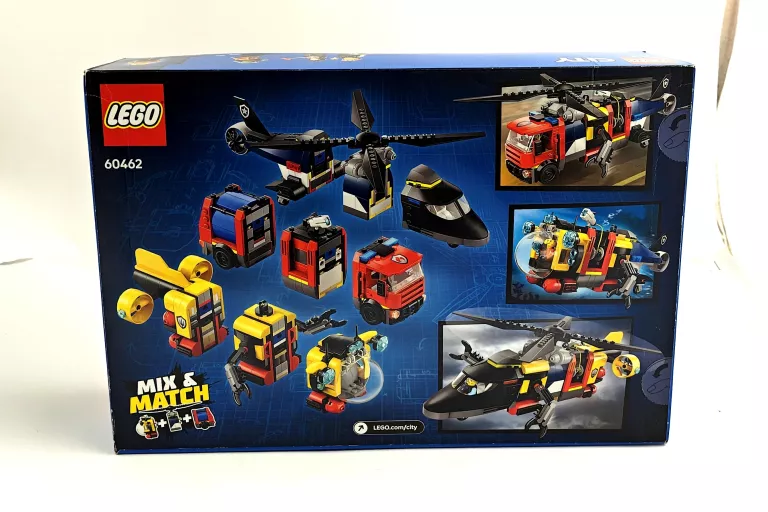 KLOCKI LEGO CITY 60462 ZESTAW Z HELIKOPTEREM, WOZEM STRAŻACKIM I ŁODZIĄ