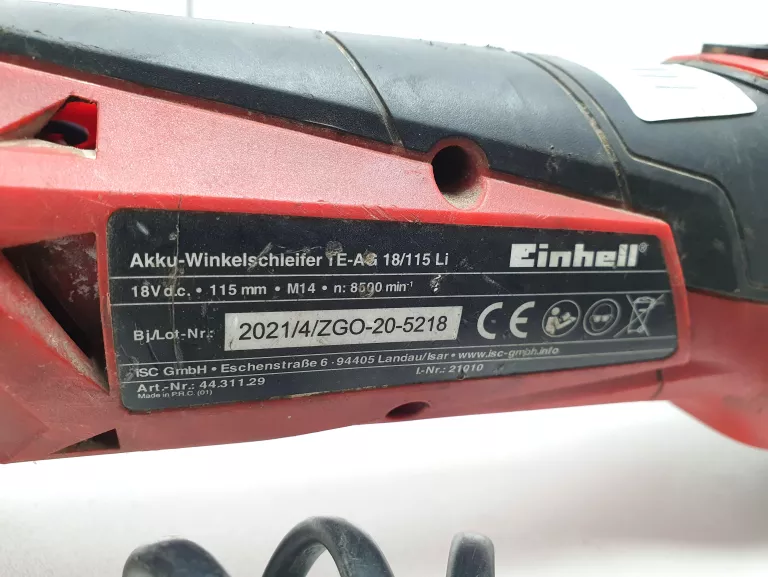 SZLIFIERKA KĄTOWA EINHELL TE-AG 18/115 LI