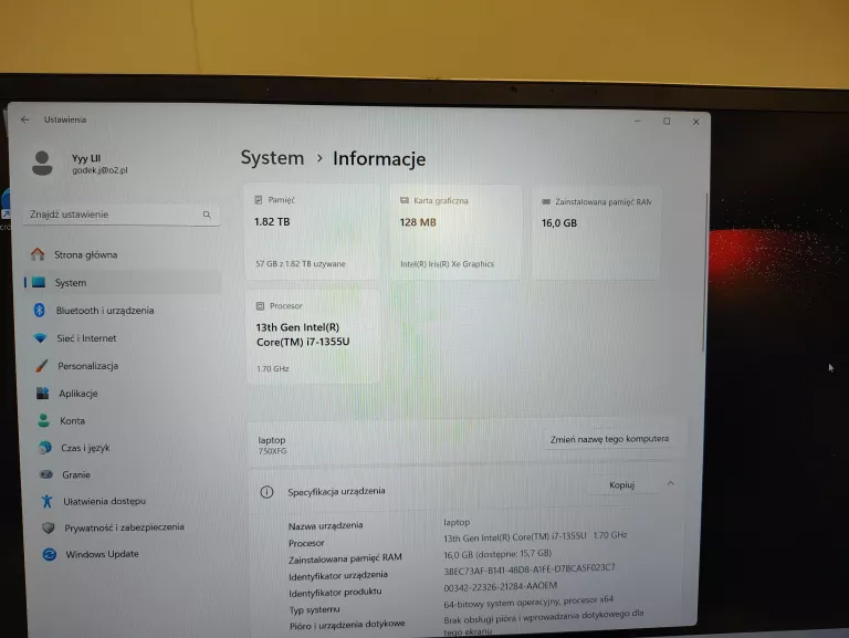 LAPTOP SAMSUNG 750XFG+ZAS 1.8TB/16GB/WIN11/I7-1355U