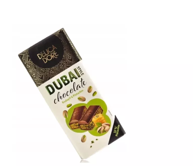 DELICADORE 140G CZEKOLADA DUBAJSKA DUBAI STYLE Z PISTACJAMI I KADAYIFV