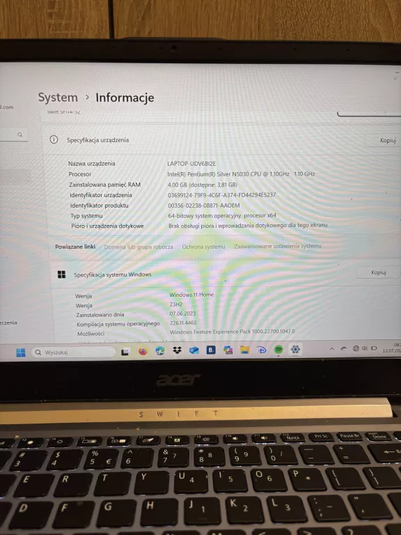 LAPTOP ACER SWIFT 1 SF114-32 N17W6