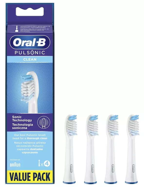 ORYGINALNE KOŃCÓWKI DO SZCZOTECZKI ORAL-B PULSONIC CLEAN 4 SZT. BIAŁE