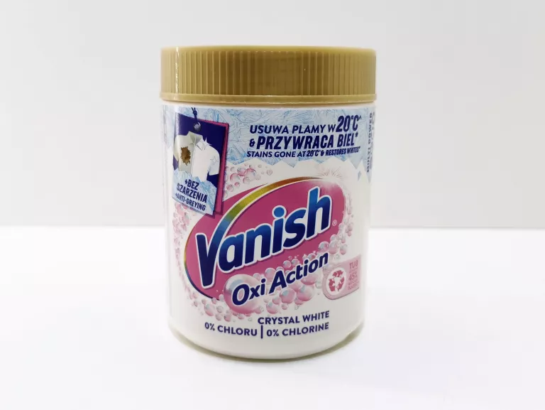 VANISH OXY ACTION CRYSTAL WHITE ODPLAMIACZ W PROSZKU DO TKANIN BIAŁYCH