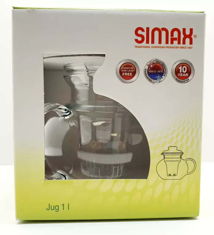 DZBANEK ŻAROODPORNY SZKLANY DO HERBATY SIMAX EVA 1L Z SITKIEM BEZ PLASTIKU