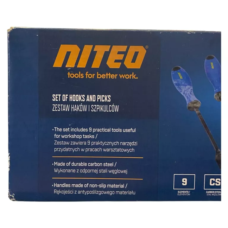 NITEO ZESTAW HAKÓW I SZPIKULCÓW 9 ELEMENTÓW