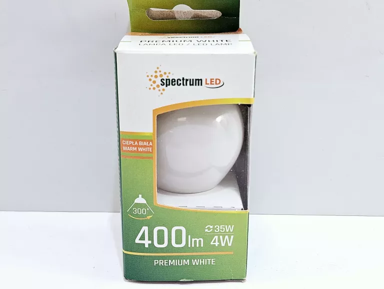 ŻARÓWKA SPECTRUM BIAŁA KULKA CIEPŁA LED E27 4W