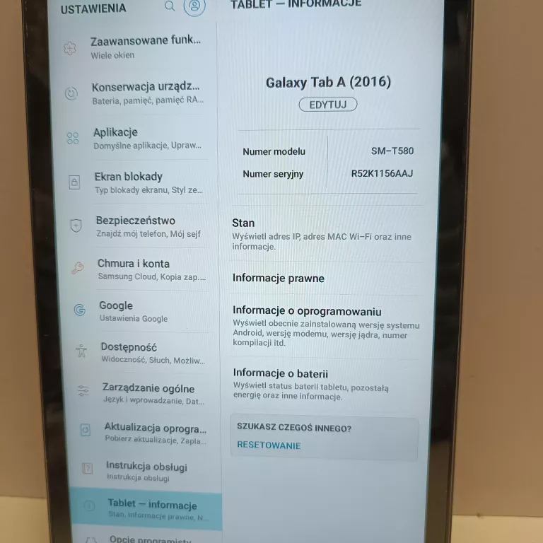 TABLET SAMSUNG GALAXY TAB A 2016