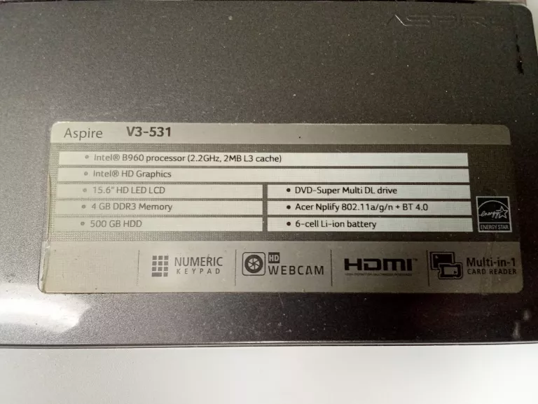 LAPTOP ACER V3-531 + ZASILACZ