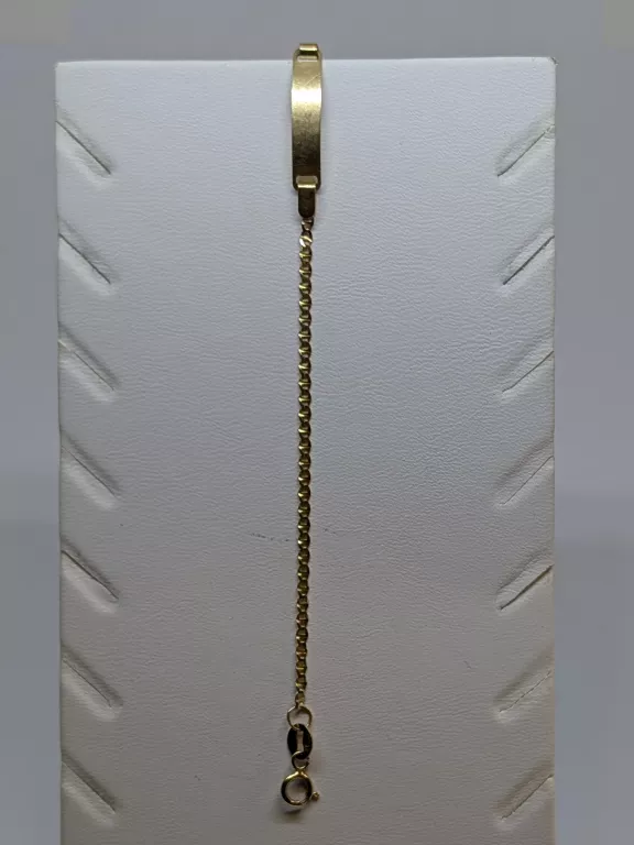 BRANSOLETKA Z BLASZKĄ ZŁOTO 585 18CM