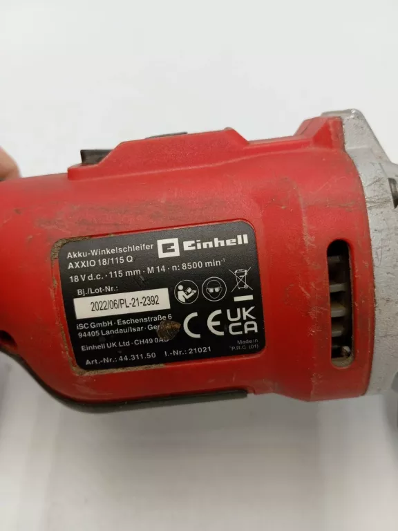 AKUMULATOROWA SZLIFIERKA KĄTOWA EINHELL AXXIO 18/115 Q