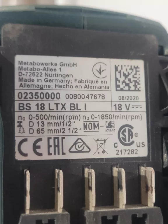 WIERTARKO-WKRĘTARKA METABO MODEL BS 18 LTX BL I + BATERIA