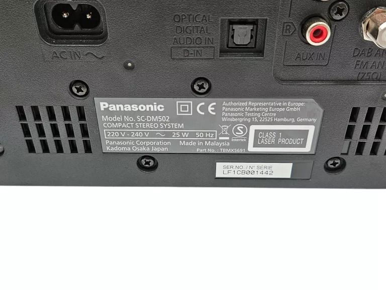 WIEŻA PANASONIC SC-DM502 40W BLUETOOTH RADIO FM, DAB+ CZARNY