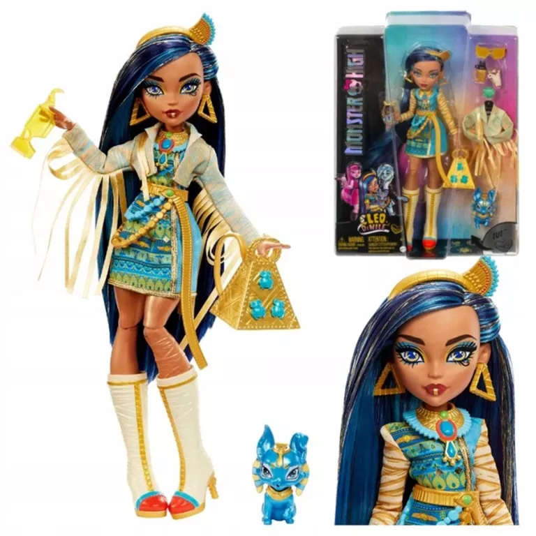 MONSTER HIGH LALKA CLEO DE NILE + AKCESORIA + ZWIERZĄTKO HHK54