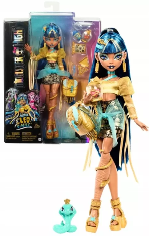 MONSTER HIGH LALKA PODSTAWOWA CLEO DE NILE ZWIERZĄTKO KOBRA HISSETTE HXH74