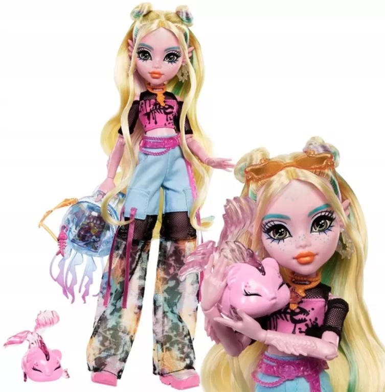 MONSTER HIGH LALKA PODSTAWOWA LAGOONA BLUE + ZWIERZĄTKO RYBKA NEPTUNA HXH7