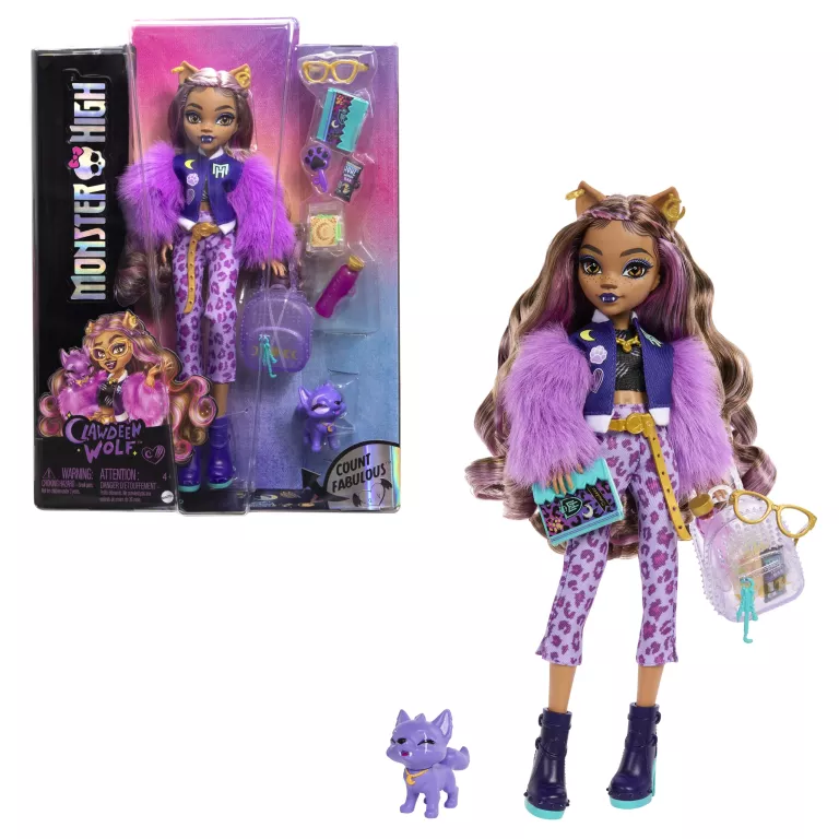 LALKA MONSTER HIGH CLAWDEEN WOLF AKCESORIA ZWIERZĄTKO CRESCENT HRP65