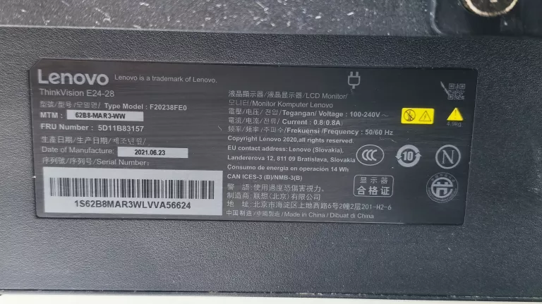 MONITOR LENOVO THINKVISION E24-28 24 CALI
