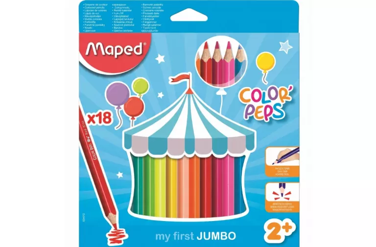 KREDKI OŁÓWKOWE MAPED 18 SZT. KOLOROWE SUPER JAKOŚC !