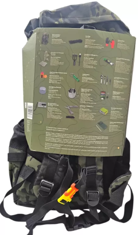 WILD TREK PLECAK SURVIVALOWY PRZETRWANIA 6000 OXFORD 60L KAMUFLAŻ + 15EL.