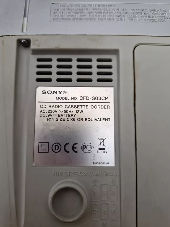 RADIO MAGNETOFON SIECIOWE FM CD SONY CFD-S03CP
