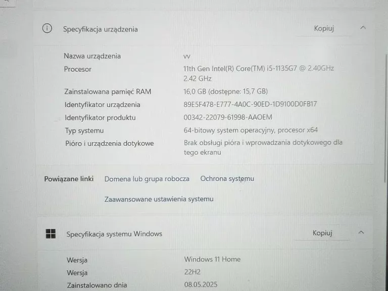 LAPTOP ASUS X515E I5-11/16GB/512GB/WIN11 HOME