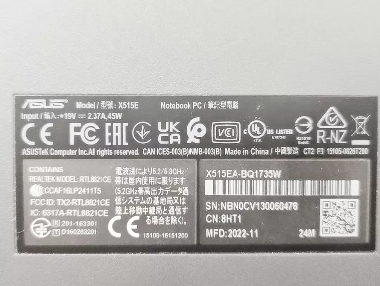 LAPTOP ASUS X515E I5-11/16GB/512GB/WIN11 HOME