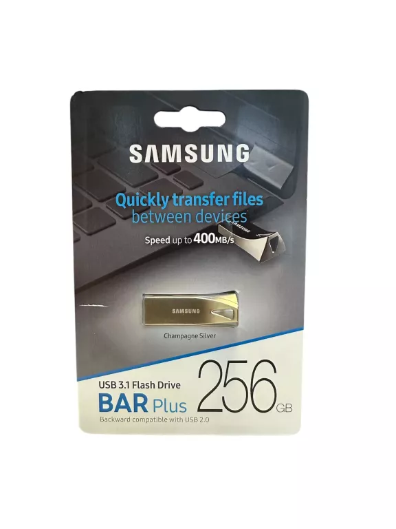 ORYGINALNY PENDRIVE SAMSUNG BAR PLUS 256GB CHAMPAIGN SILVER