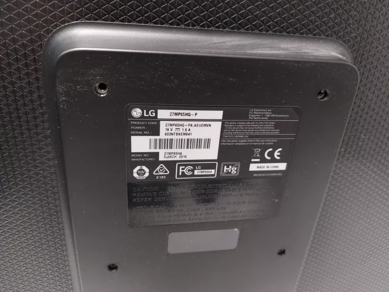 MONITOR LG 27MP65HQ-P+ ZASILACZ BRAK PODSTAWY