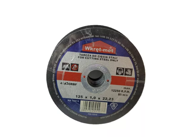 WKRĘT-MET TARCZA DO CIĘCIA STALI TCS-125 125 X 1,0 X 22,23 10 SZTUK