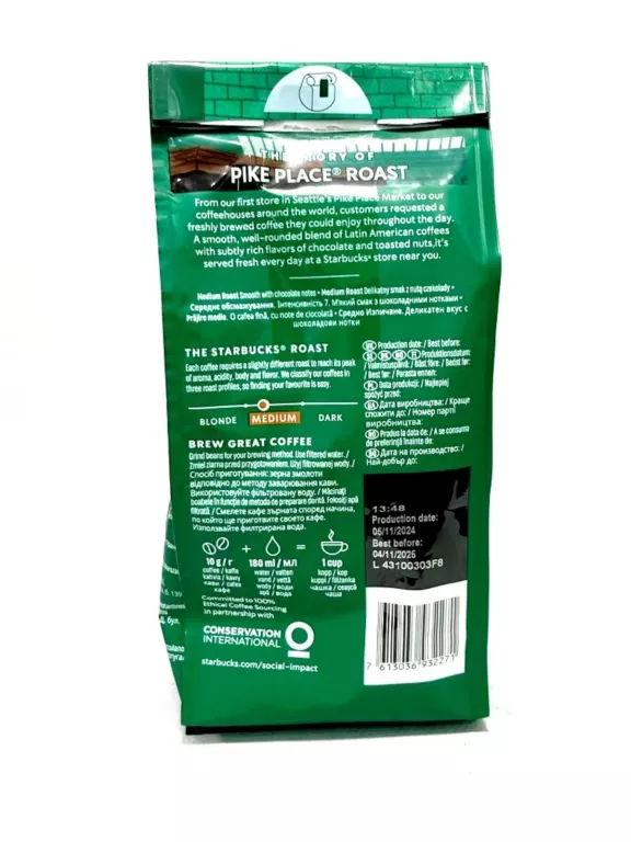 KAWA ZIARNISTA STARBUCKS PIKE PLACE ROAST 200G