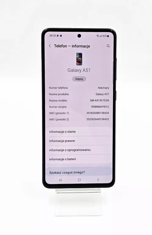 TELEFON SAMSUNG GALAXY A51 SM-A515F/DSN CZARNY + PUDEŁKO