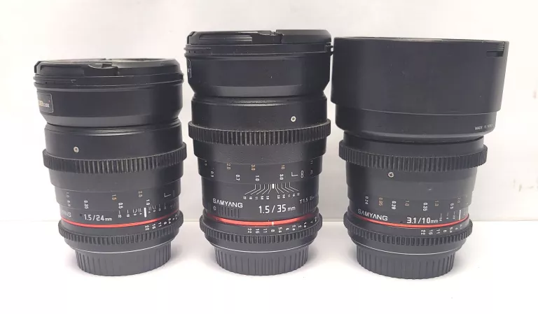 ZESTAW 3 OBIEKTYWÓW SAMYANG / 10MM 3,1T / 24MM 1,5T / 1,5/35MM
