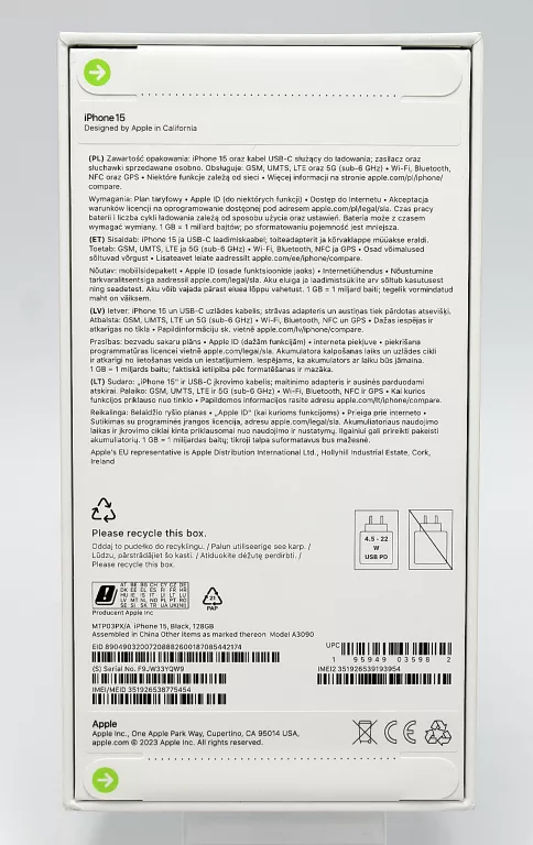 TELEFON IPHONE 15 (MTP03PX/A) 128GB BLACK