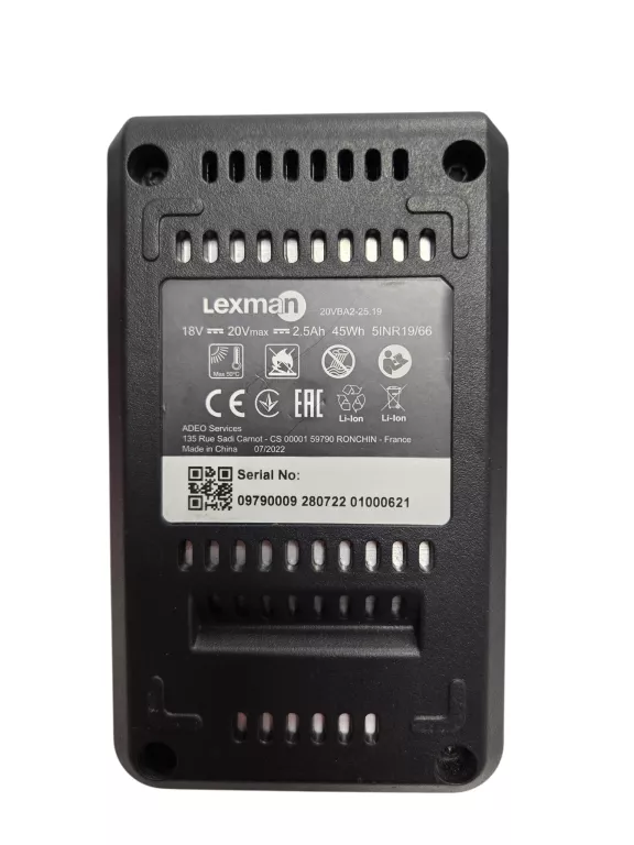 AKUMULATOR LI-ION LEXMAN 20 V 2,5 AH + ŁADOWARKA