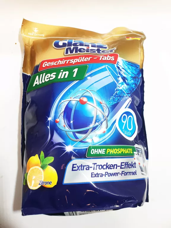 GLANZ MEISTER TABLETKI DO ZMYWARKI ALLES IN 1 ULTIMATE 90 SZTUK CYTRYNOWE