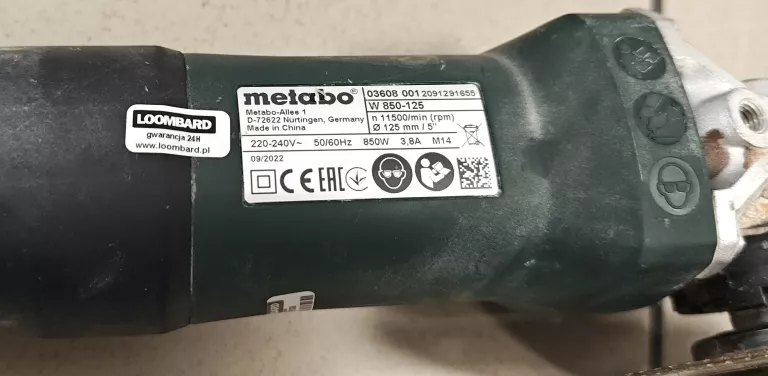 SZLIFIERKA KĄTOWA METABO WEV 850-125