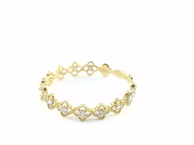 ZŁOTY PIERŚCIONEK Z BRYLANTAMI 0,12CT P375 0,92G R 18