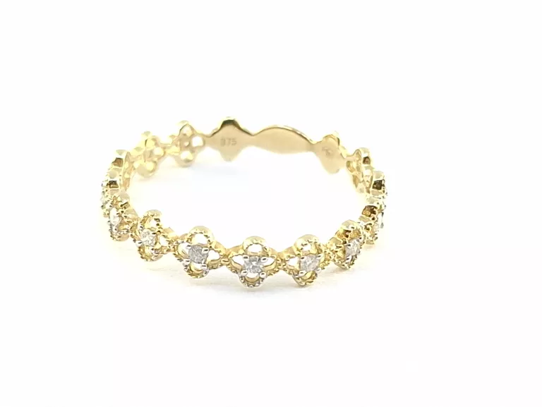 ZŁOTY PIERŚCIONEK Z BRYLANTAMI 0,12CT P375 0,92G R 18