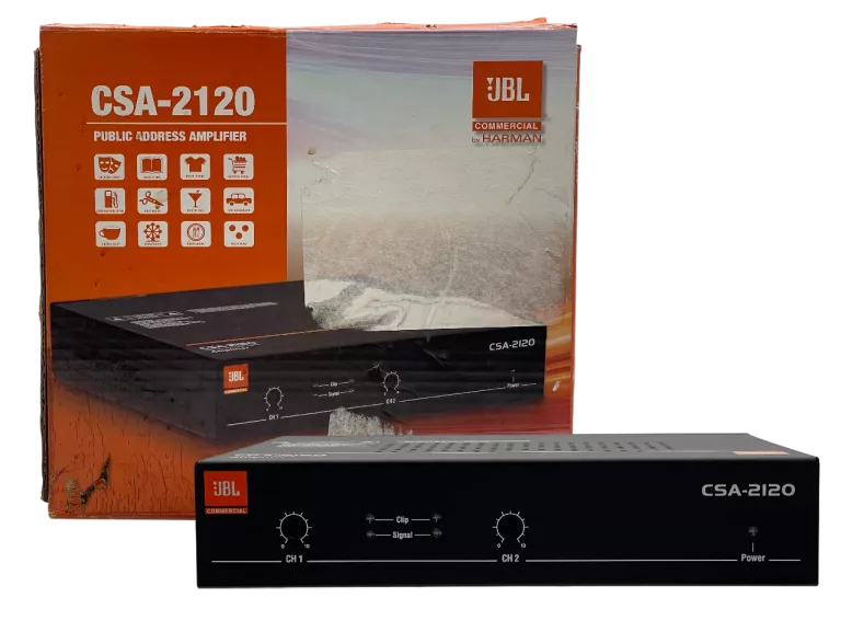 WZMACNIACZ DWUKANAŁOWY JBL COMMERCIAL CSA-2120 120W 4/8OHM - JAK NOWY