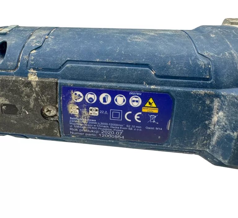 SZLIFIERKA KĄTOWA SIECIOWE DEDRA 1200 W 230 V