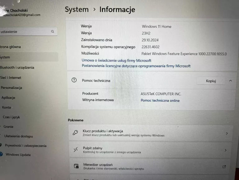 LAPTOP ASUS TUF GAMING FX506L GTX 1650/I5/16GB ŁAD