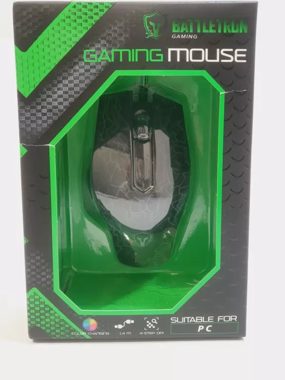 GAMINGOWA MYSZKA PRZEWODOWA SENSOR OPTYCZNY BATTLERON GAMING PODŚWIETLANA