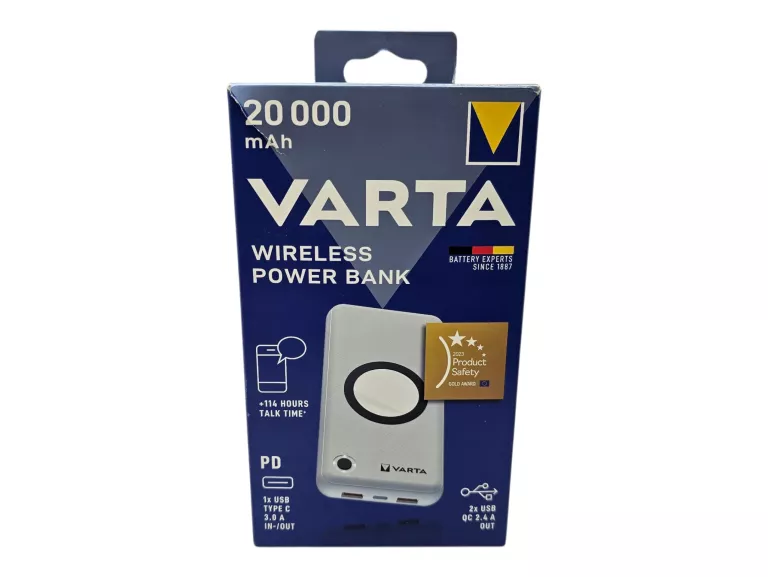 POWERBANK Z ŁADOWANIEM INDUKCYJNYM VARTA 20000 MAH