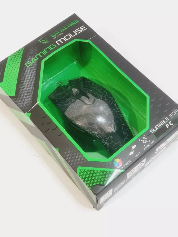 GAMINGOWA MYSZKA PRZEWODOWA SENSOR OPTYCZNY BATTLERON GAMING PODŚWIETLANA