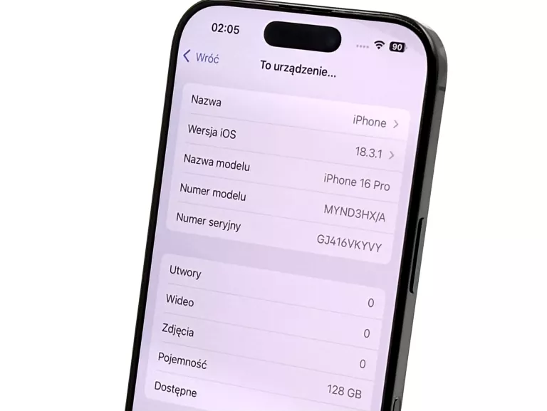 APPLE IPHONE 16 PRO 128GB BAT.100% CZARNY (APPLE CARE 08.05.2026)